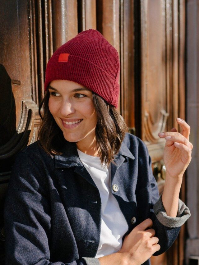 1083 - BONNET 841 coton recycle grenat Unisexe