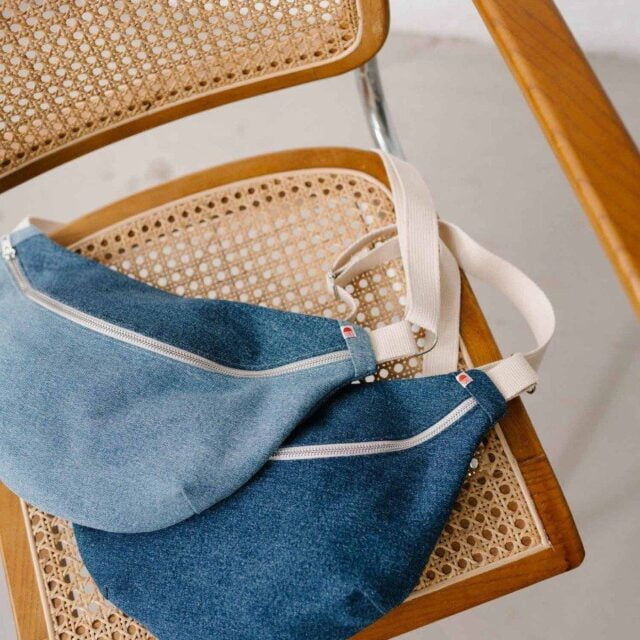 1083 - SAC BANANE DENIM 853 SURCYCLE coton bio indigo clair ocean Unisexe