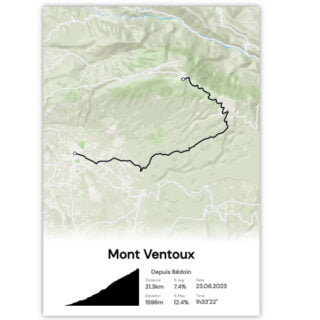 Affiche Cyclisme Mont Ventoux – Depuis Bédoin par la marque The Post Trace The Post Trace - Affiche Cyclisme Mont Ventoux – Depuis Bédoin
