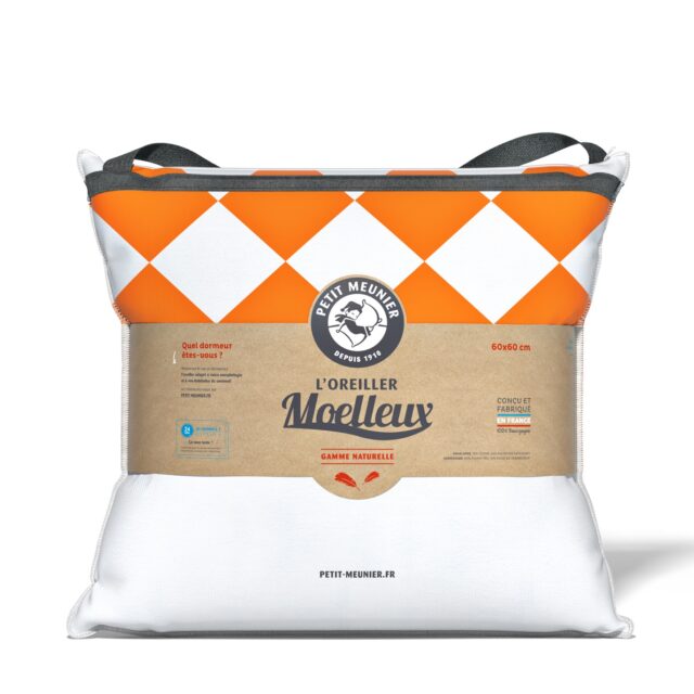 Oreiller moelleux carré plumes de canard