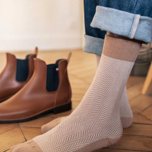 Montlimart - CHAUSSETTES COFFRET CHEVRON MARINE/MARRON/KAKI