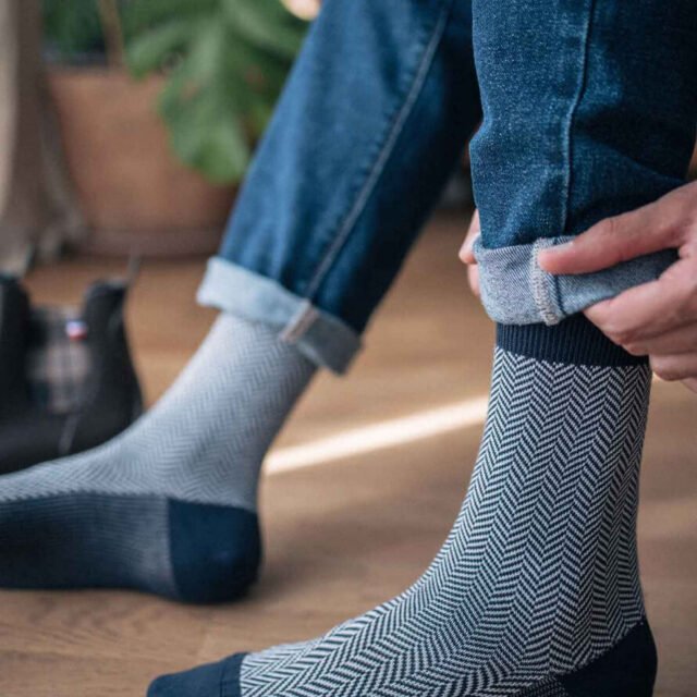 Montlimart - CHAUSSETTES COFFRET CHEVRON MARINE/MARRON/KAKI