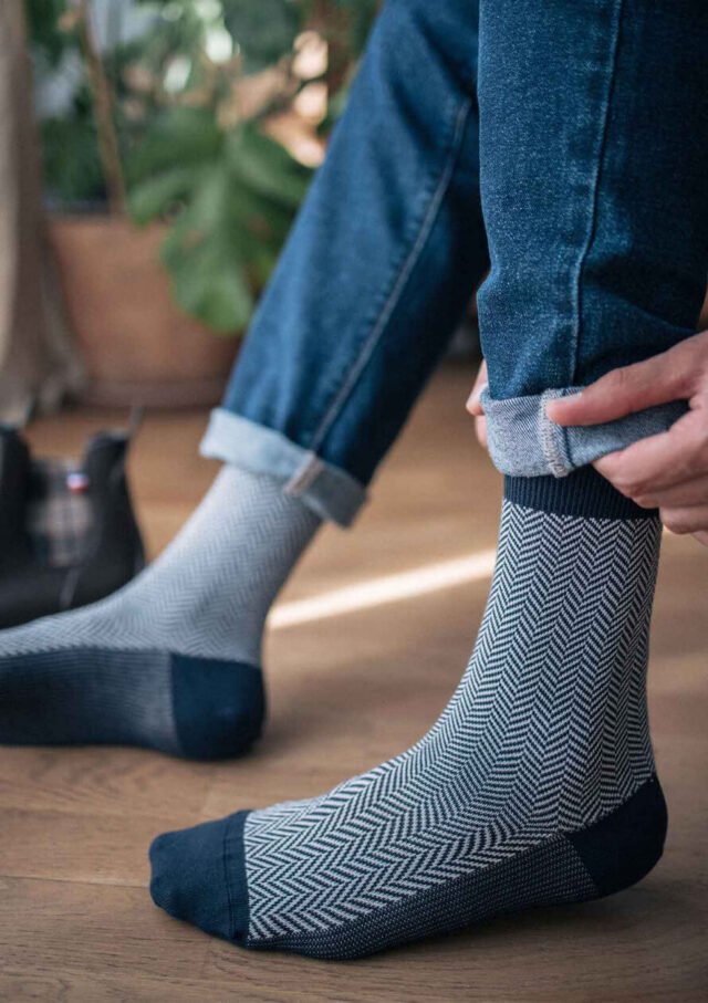 Montlimart - CHAUSSETTES COFFRET CHEVRON MARINE/MARRON/KAKI