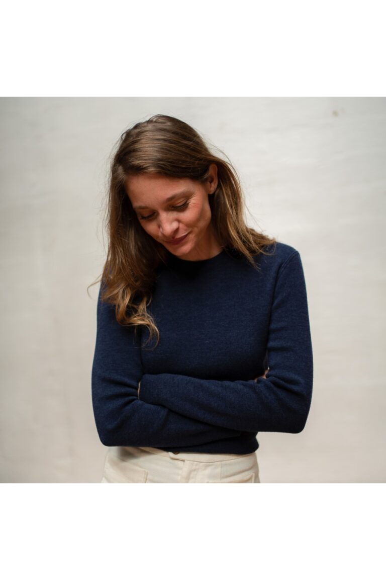 Le t-shirt Propre - Le pull 100% laine française - Marine Chiné