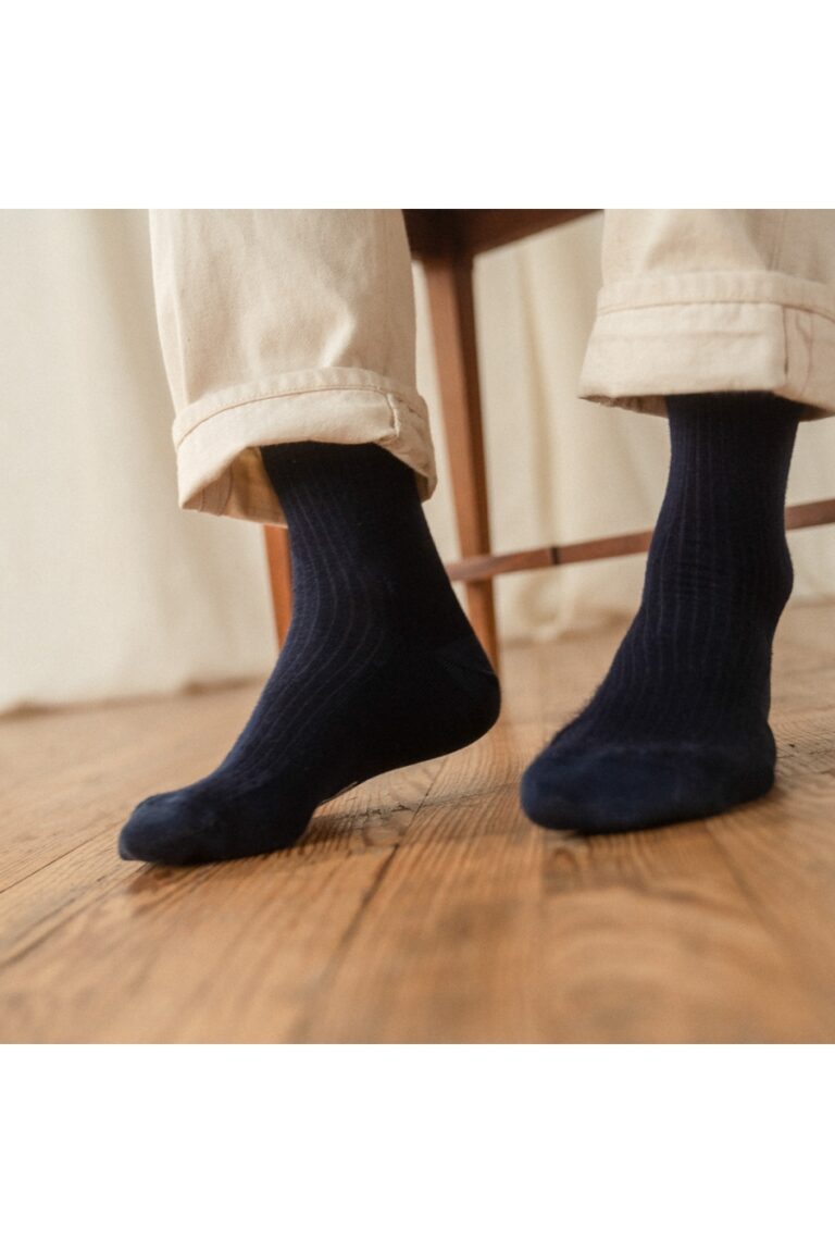 Le t-shirt Propre - Les chaussettes en laine française - Marine