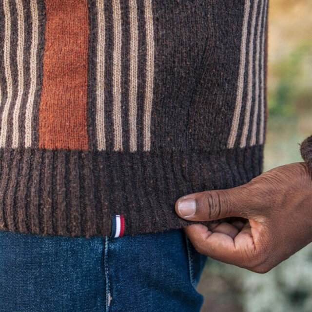 Montlimart - PULL CEDRE MARRON/ROUGE/BEIGE