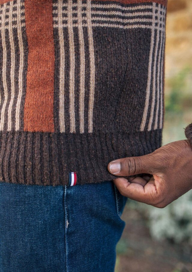 Montlimart - PULL CEDRE MARRON/ROUGE/BEIGE