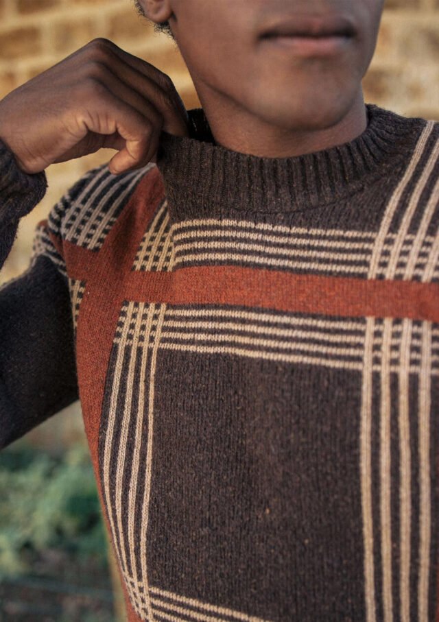 Montlimart - PULL CEDRE MARRON/ROUGE/BEIGE