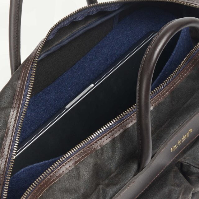 Bleu De Chauffe - Sac business Hélios - Kaki waxé