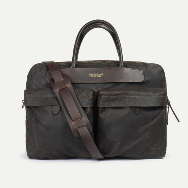 Sac business Hélios – Kaki waxé par la marque Bleu de Chauffe Bleu de Chauffe - Sac business Hélios – Kaki waxé