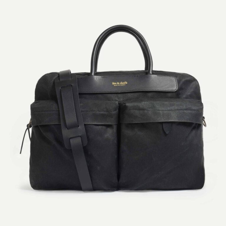 sac business helios noir waxe Bleu De Chauffe - Sac business Hélios - Noir waxé