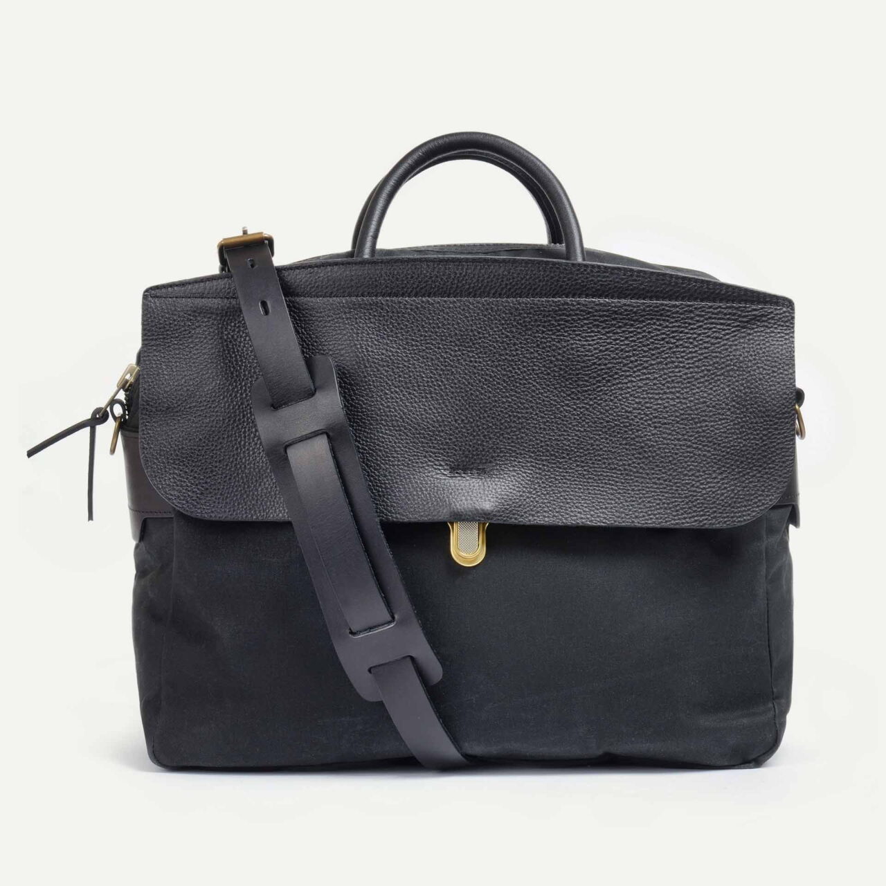sac business zeppo noir waxe 1 Bleu De Chauffe - Sac business Zeppo - Noir Waxé