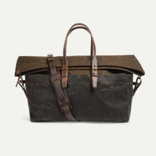 Sac de voyage Cabine – Kaki waxé Tweed par la marque Bleu de Chauffe Bleu de Chauffe - Sac de voyage Cabine – Kaki waxé Tweed