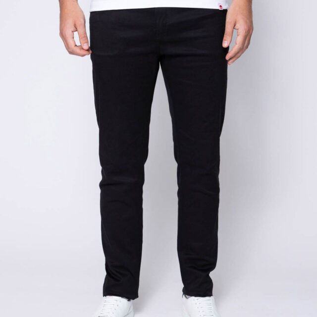 1083 - JEANS SLIM 104N FUSELE coton bio microdenim doubleflex uni noir Homme