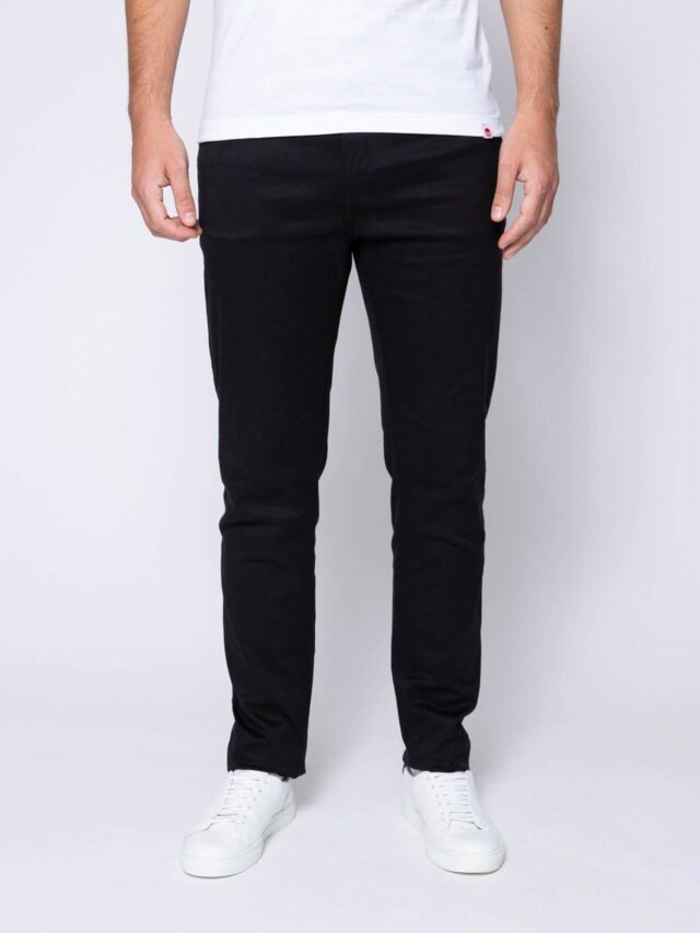 1083 - JEANS SLIM 104N FUSELE coton bio microdenim doubleflex uni noir Homme