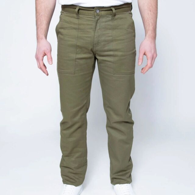 1083 - PANTALON POCHES PLAQUEES 121N DROIT coton bio denimoriginal kaki Homme