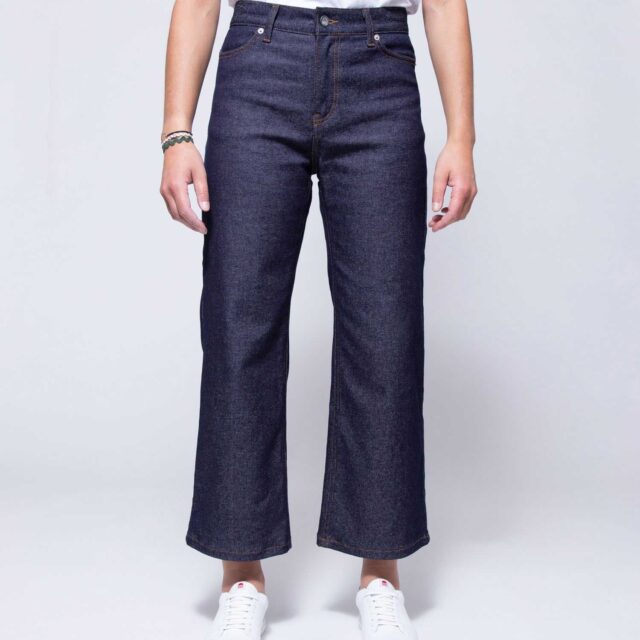 1083 - JEANS LARGE 7/8EME 206H flex coton bio denim indigo brut
