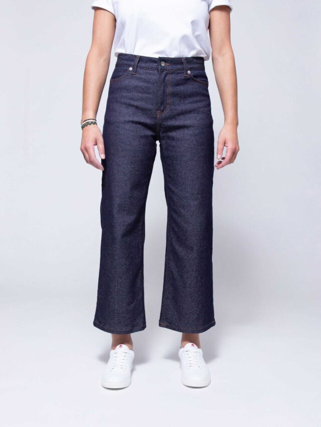 1083 - JEANS LARGE 7/8EME 206H flex coton bio denim indigo brut