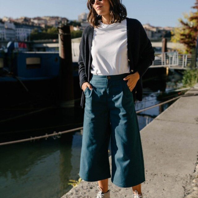 1083 - JUPE CULOTTE 210H coton bio filidenim flex uni bleu canard Femme