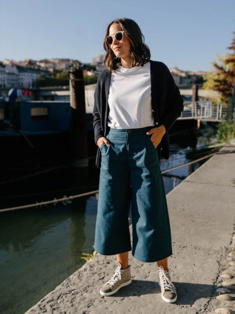 1083 - JUPE CULOTTE 210H coton bio filidenim flex uni bleu canard Femme