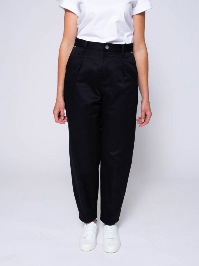 1083 - JEANS BALLON 218H taille haute coton bio denimoriginal uni noir Femme