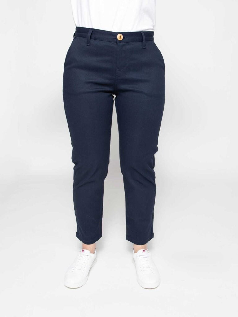 1083 - CHINO AJUSTE 263N 7/8EME coton bio filidenim flex uni bleu marine Femme