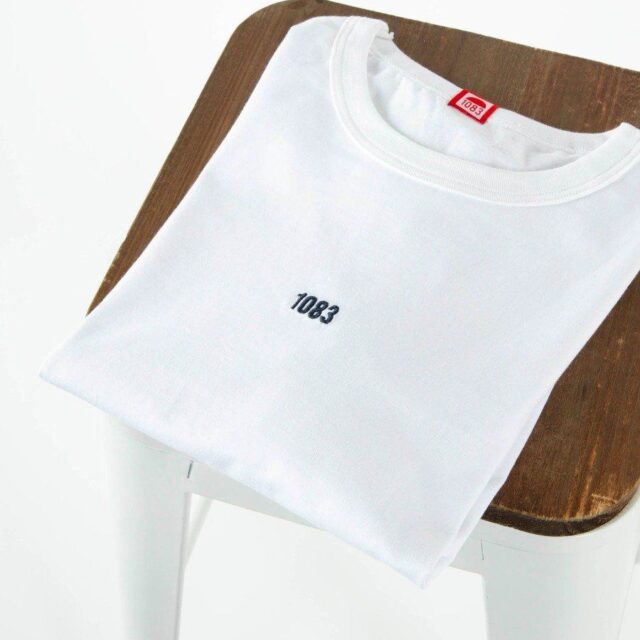 1083 - T-SHIRT BRODE 304 DROIT coton bio blanc Homme