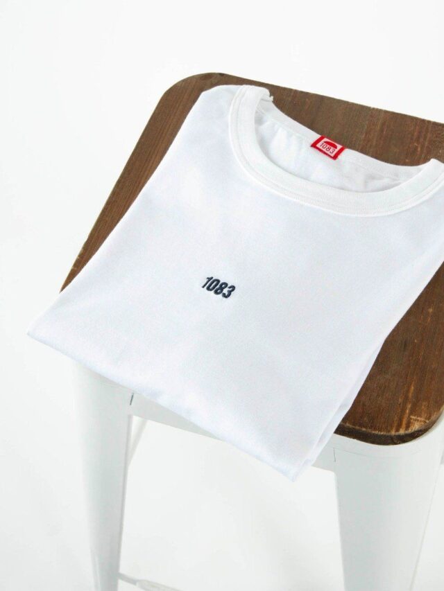 1083 - T-SHIRT BRODE 304 DROIT coton bio blanc Homme