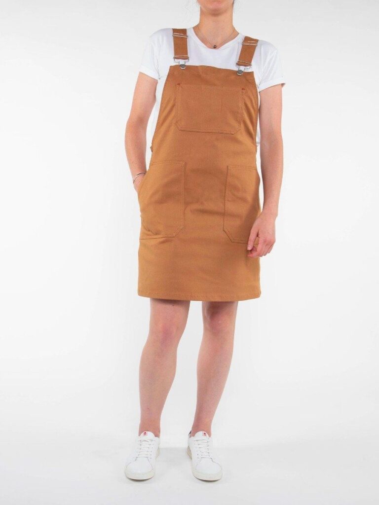 1083 - ROBE SALOPETTE 550 POCHES PLAQUEES coton bio filidenim flex uni camel