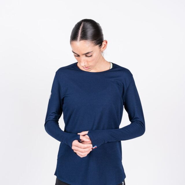 Sensus - T-shirt Femme Sensus ADN LONG Bleu 2.24 kgCo2eq - Made in France et recyclé (En stock)
