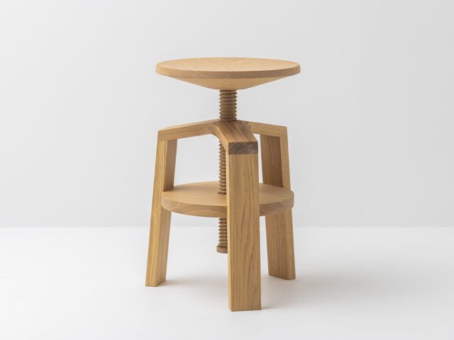 Delavelle - Tabourets à vis en bois - Clock en chêne 40-55 et 55-70 cm