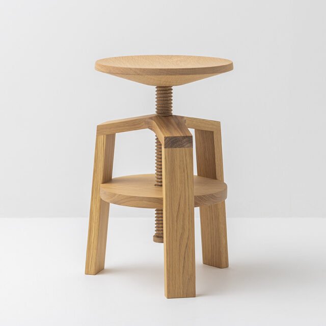 Delavelle - Tabourets à vis en bois - Clock en chêne 40-55 et 55-70 cm