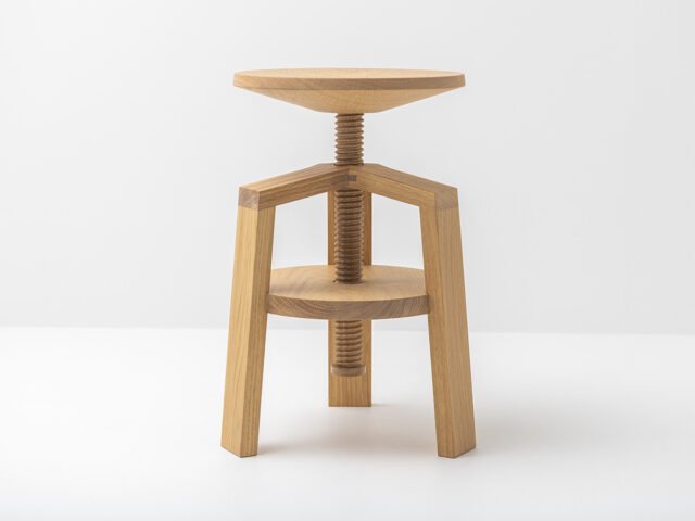 Delavelle - Tabourets à vis en bois - Clock en chêne 40-55 et 55-70 cm