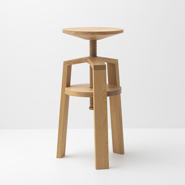 Delavelle - Tabourets à vis en bois - Clock en chêne 40-55 et 55-70 cm