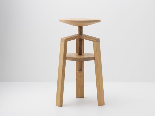 Delavelle - Tabourets à vis en bois - Clock en chêne 40-55 et 55-70 cm