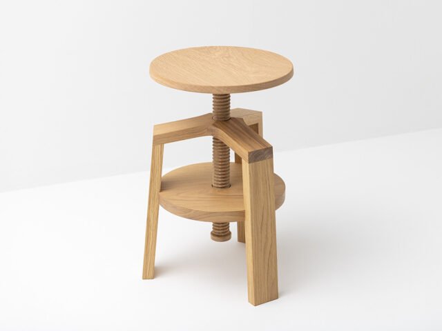 Delavelle - Tabourets à vis en bois - Clock en chêne 40-55 et 55-70 cm