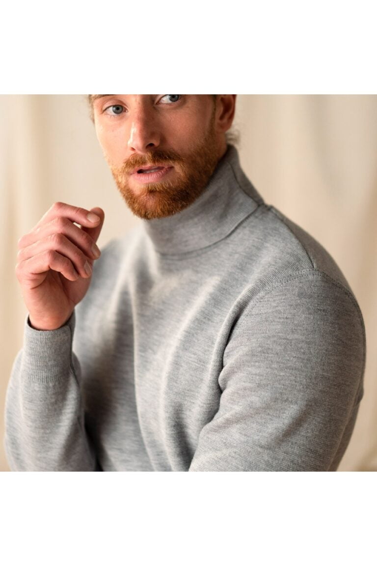 Le t-shirt Propre - Le col roulé 100% laine française - Gris Chiné