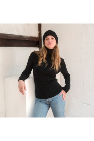 Le t-shirt Propre - Le col roulé 100% laine française  Noir