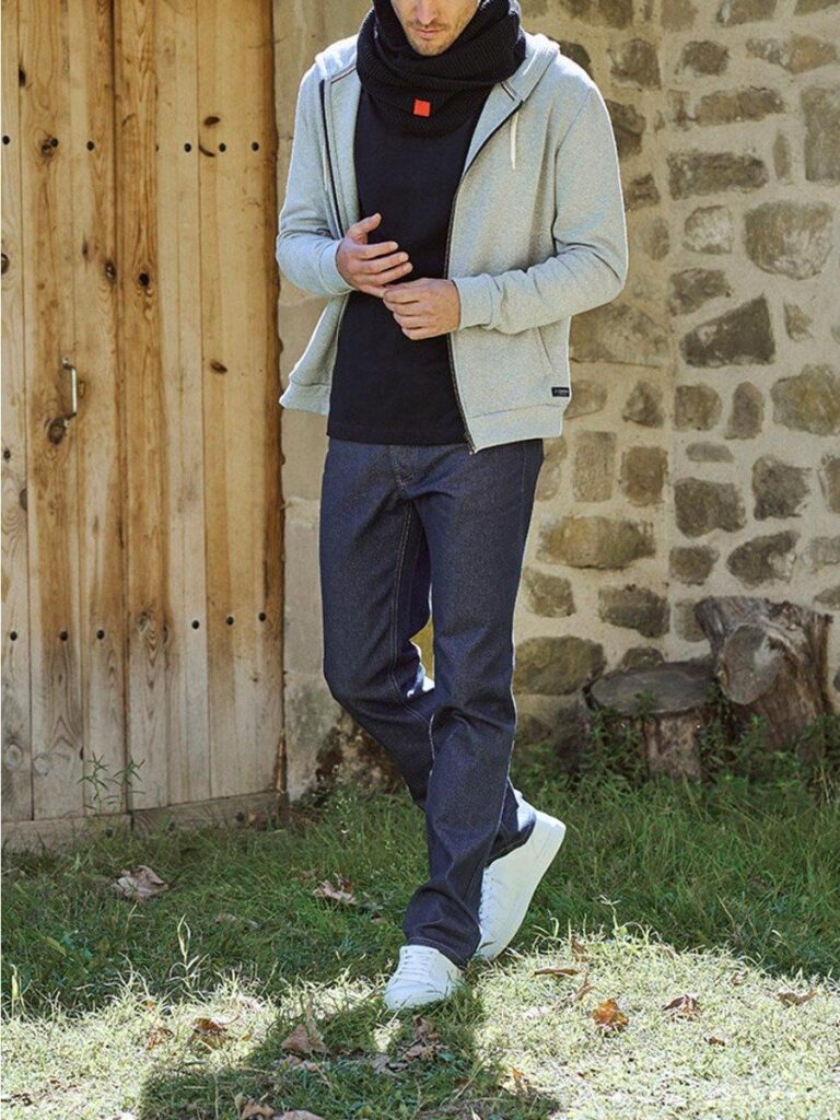 1083 - JEANS DROIT 101N coton bio superdenim bleu Homme