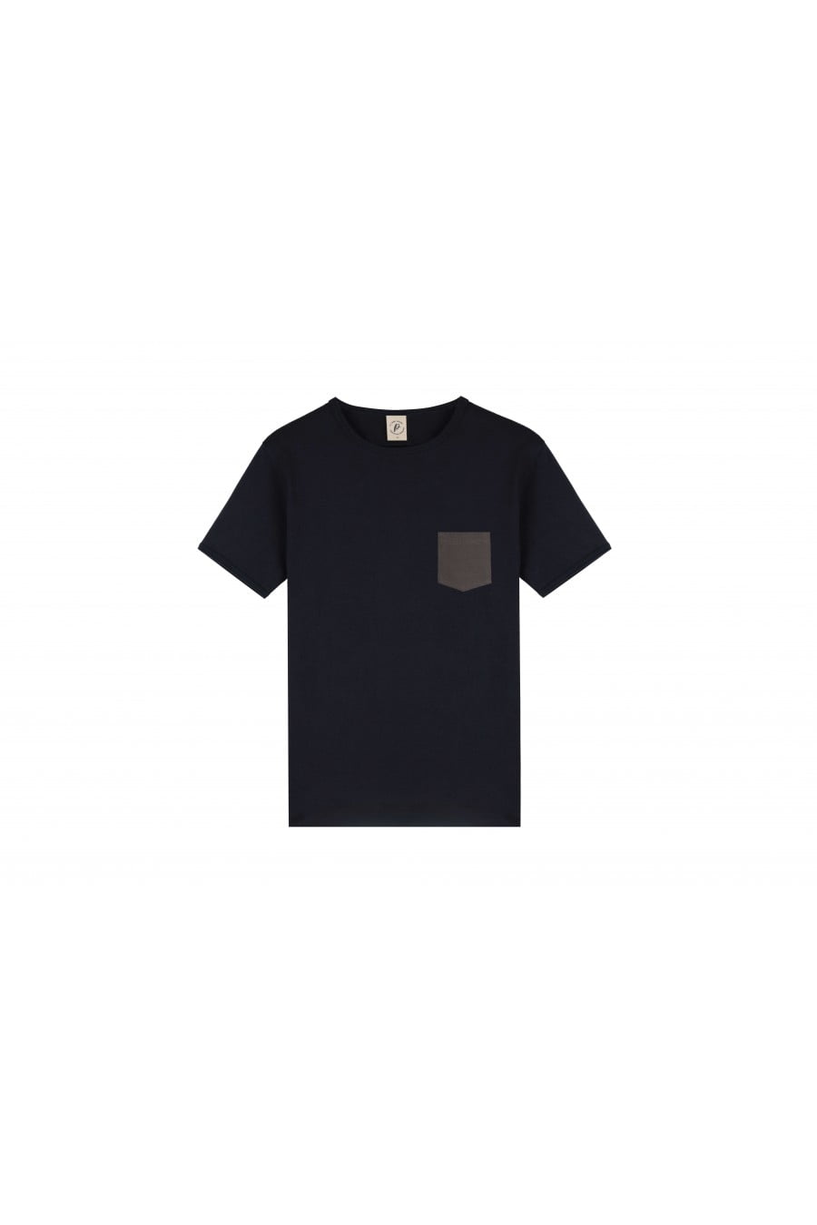t shirt homme col rond bleu poche grise made in france coton bio Le t-shirt Propre - Le t-shirt fabriqué en France - Bleu marine poche grise