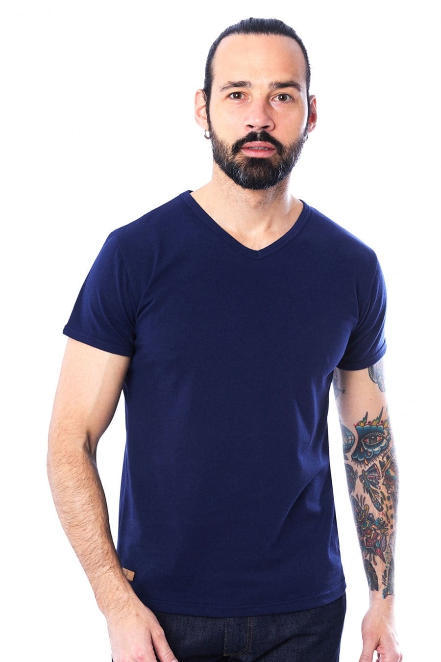 t shirt homme manche courte col v bleu roi made in france 100 recycle Le t-shirt Propre - Le t-shirt fabriqué en France - Col V - Bleu Roi