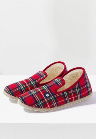 Charentaises Tartan Rouge rouge par la marque Le Slip Français Le Slip Français - Charentaises Tartan Rouge rouge
