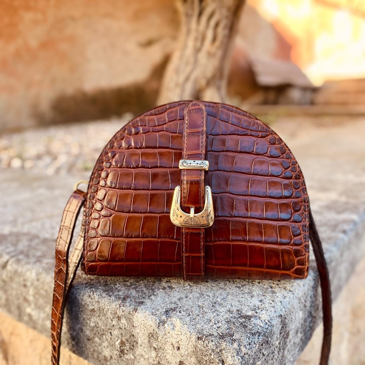 Maison rottier sac cuir marron croco Maison Rottier - sac à main en cuir