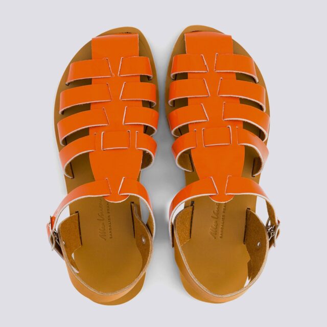 MAX VINCENT - SANDALES FERMEES ACIDULE cuir tannage vegetal orange Femme