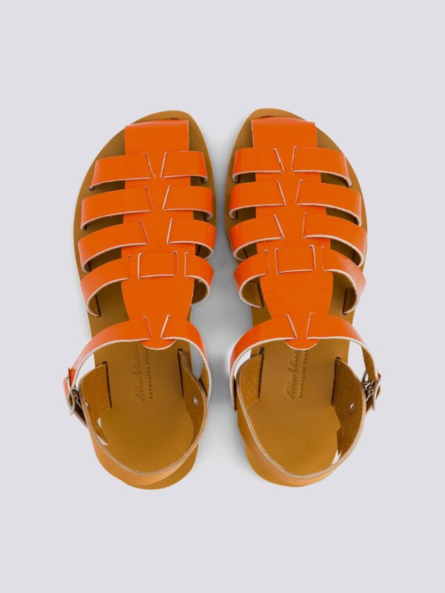 MAX VINCENT - SANDALES FERMEES ACIDULE cuir tannage vegetal orange Femme