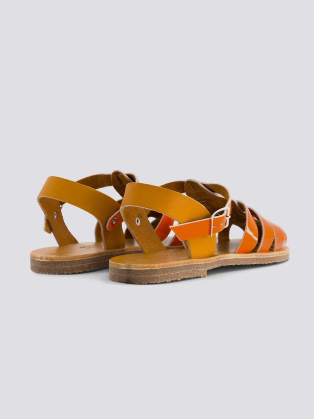 MAX VINCENT - SANDALES FERMEES ACIDULE cuir tannage vegetal orange Femme