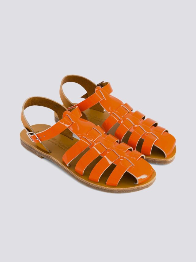 MAX VINCENT - SANDALES FERMEES ACIDULE cuir tannage vegetal orange Femme