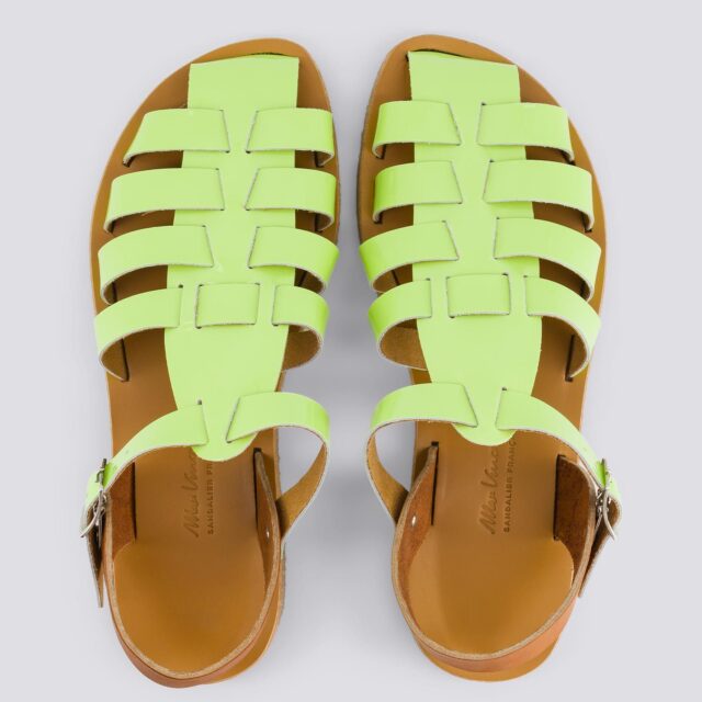 MAX VINCENT - SANDALES FERMEES ACIDULE cuir tannage vegetal vert pastel Femme