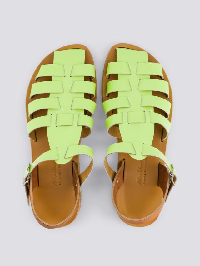 MAX VINCENT - SANDALES FERMEES ACIDULE cuir tannage vegetal vert pastel Femme