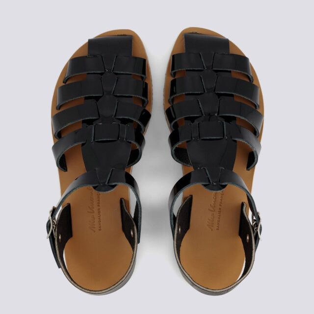 MAX VINCENT - SANDALES FERMEES ACIDULE cuir tannage vegetal noir Femme